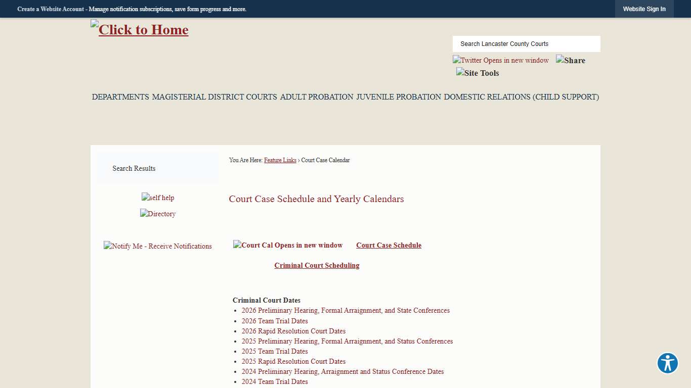 Court Case Schedule and Yearly Calendars Lancaster County Courts, PA - Official Website